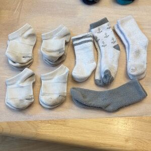 Gray and White toddler Socks Set, 8 pair ; 1.00 with any item purchased